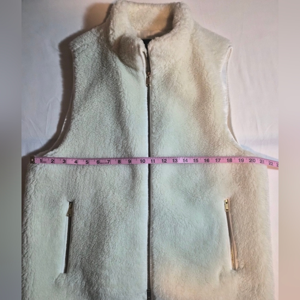 J. Crew Luxe Faux Fur Zip-Up Vest - Cream/Ivory - Size XL - Picture 5 of 8